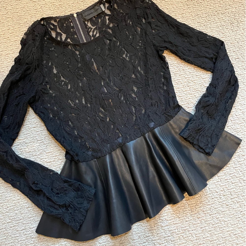 lace & leather peplum top